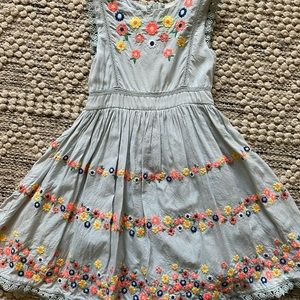 Mini Boden 2-3 Blue And Multi Color Flower Dress